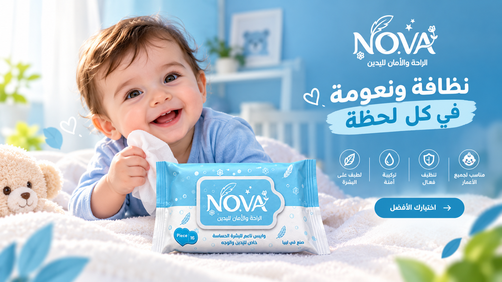 مناديل نوڤا المبللة للأطفال 