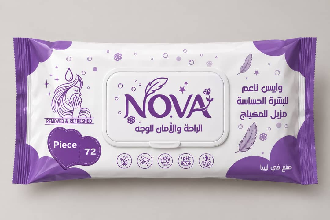 Nova Facial and Makeup Removal Wipes 72 Wipes